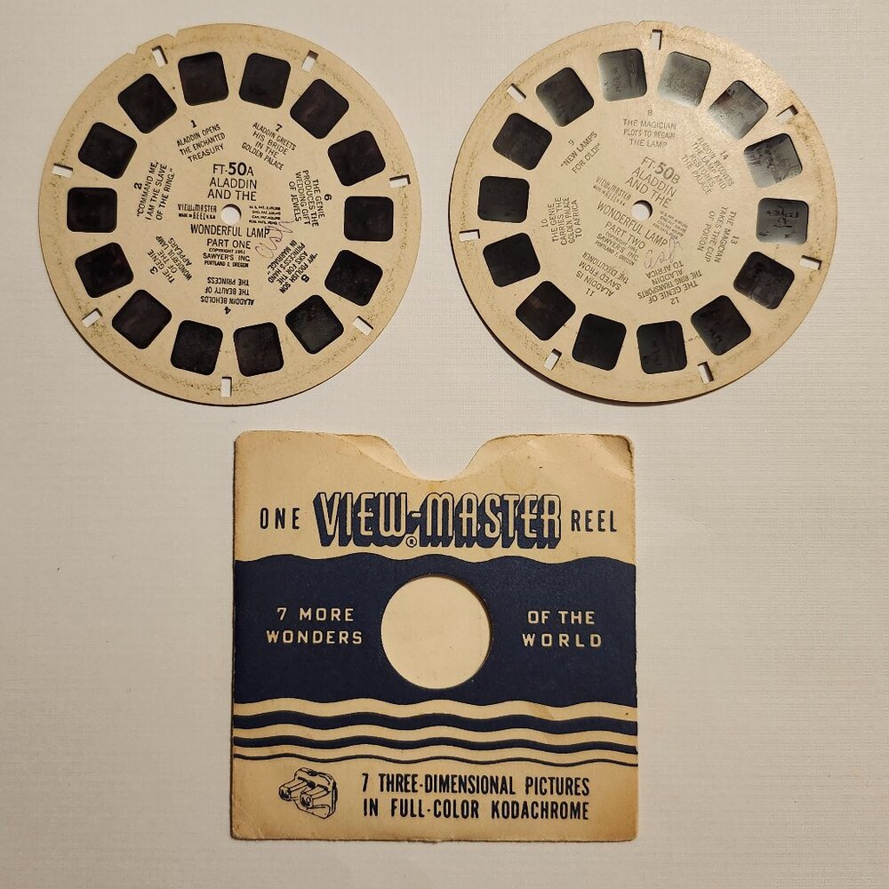 VINTAGE 1951 Aladdin and the Wonderful Lamp View Master Reels x 2